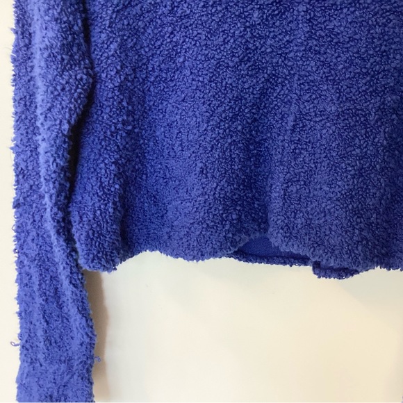 Free People Popcorn Knit Cropped V-Neck Sweater - Blue - S - Picture 3 of 7